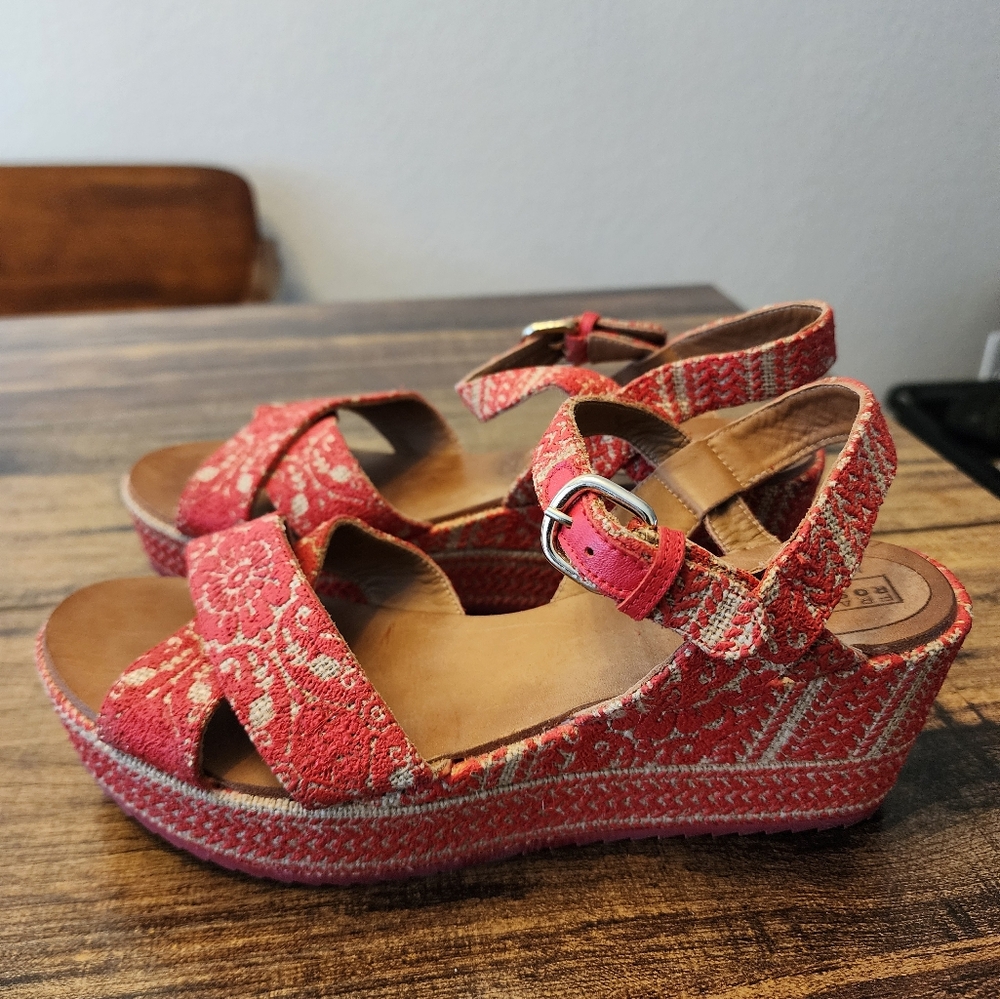 Fratelli Rossetti Women's Tan Leather Espadrill Strappy Wedge Sandals 36.5 6.5